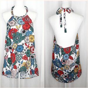 ModCloth Retro Floral Print Tie Back Lined Halter Top